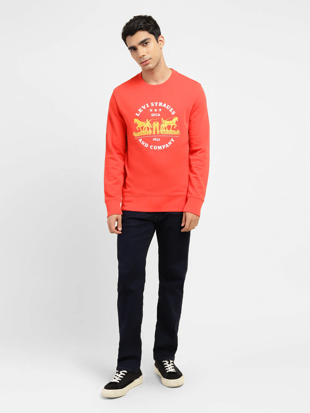 Men's Graphic Print Crew Neck Sweatshirt Red - Image 5