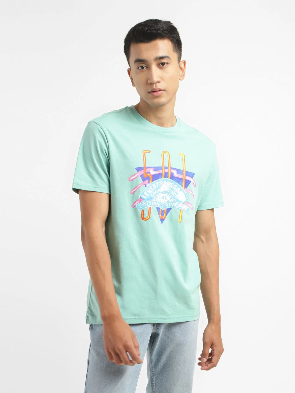 Men's Graphic Print Crew Neck T-shirt Green - Image 2