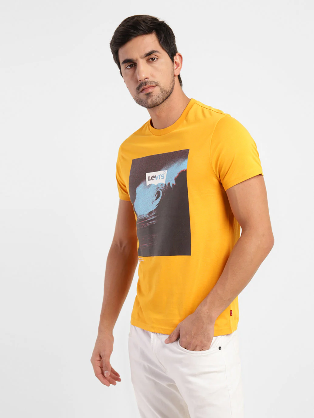 Men's Graphic Print Crew Neck T-shirt Yellow - Image 4