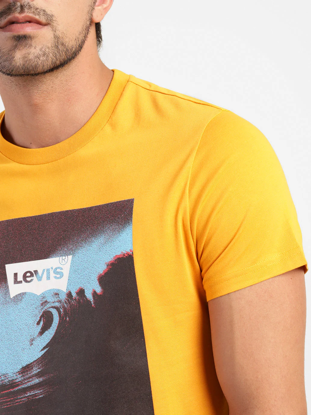 Men's Graphic Print Crew Neck T-shirt Yellow - Image 5