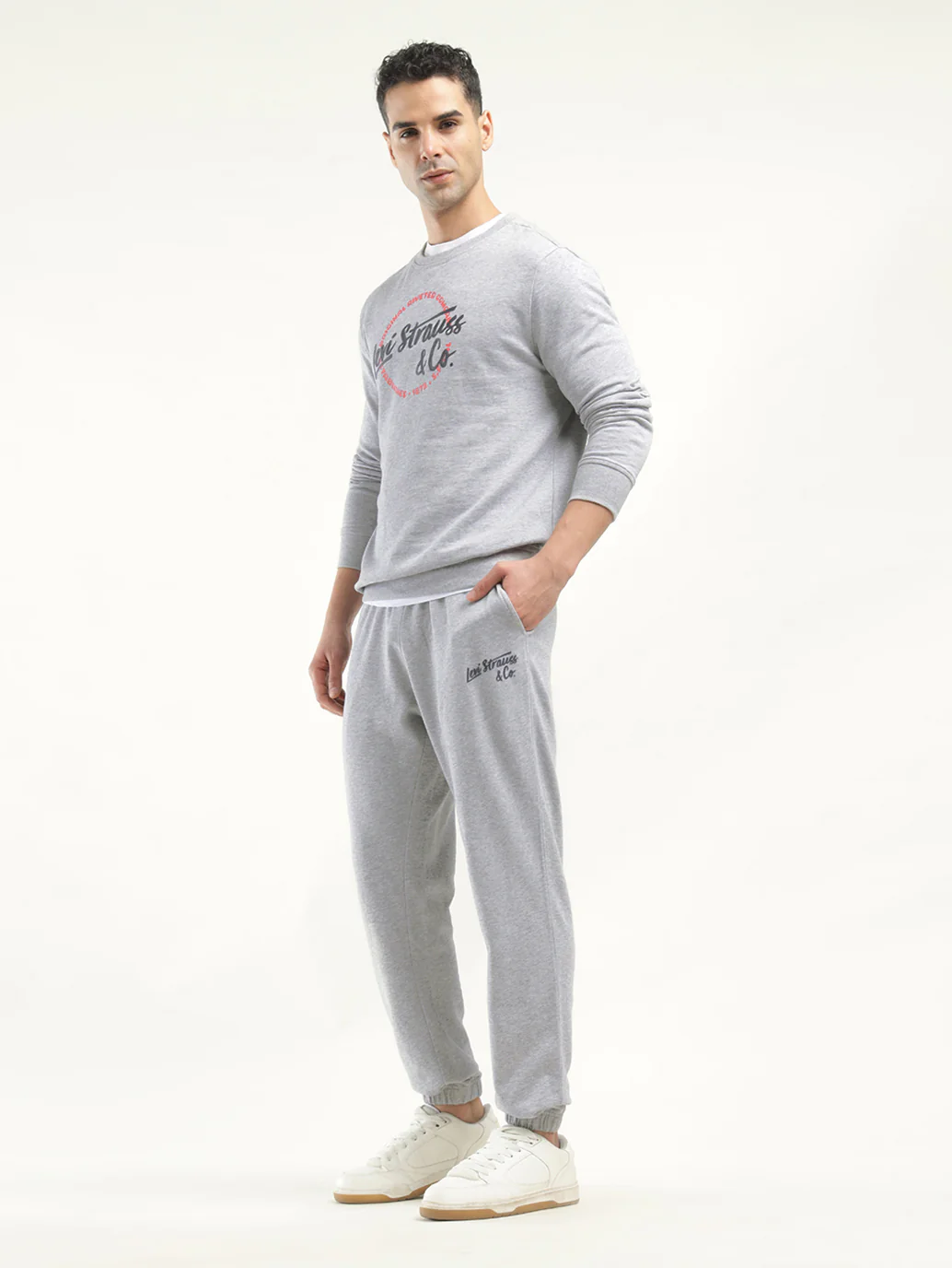 Men's Graphic Print Grey Co-ord Set