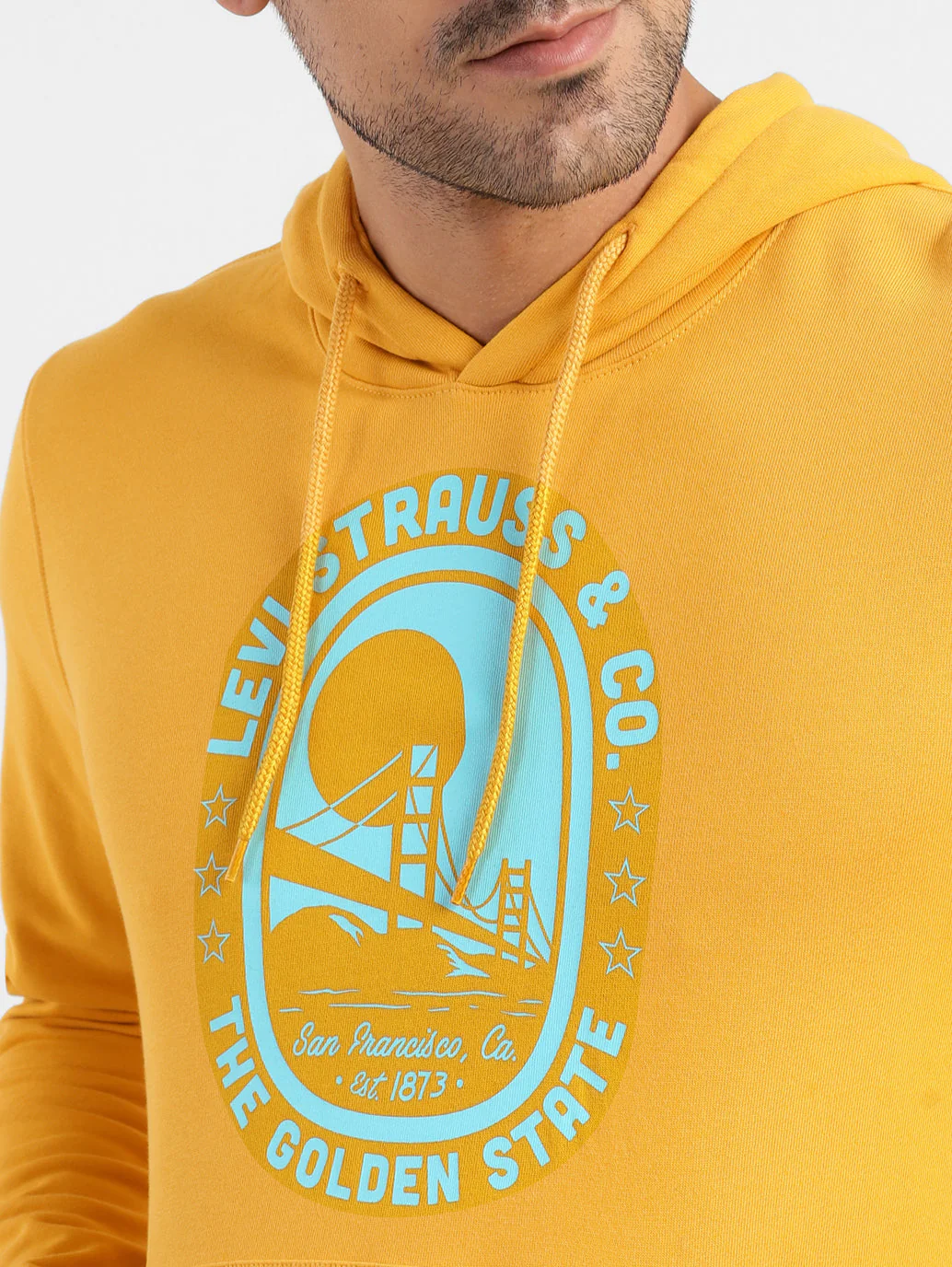 Men's Graphic Print Hooded Sweatshirt Yellow - Image 6
