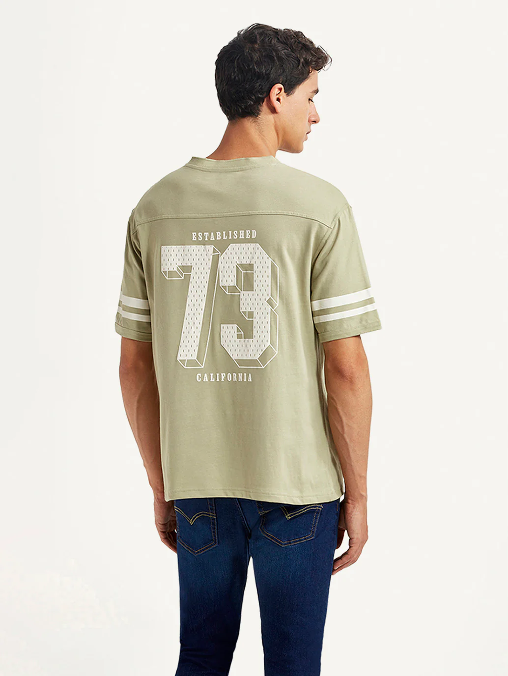 Men's Graphic Print Light Green Loose Fit T-shirt - Image 2