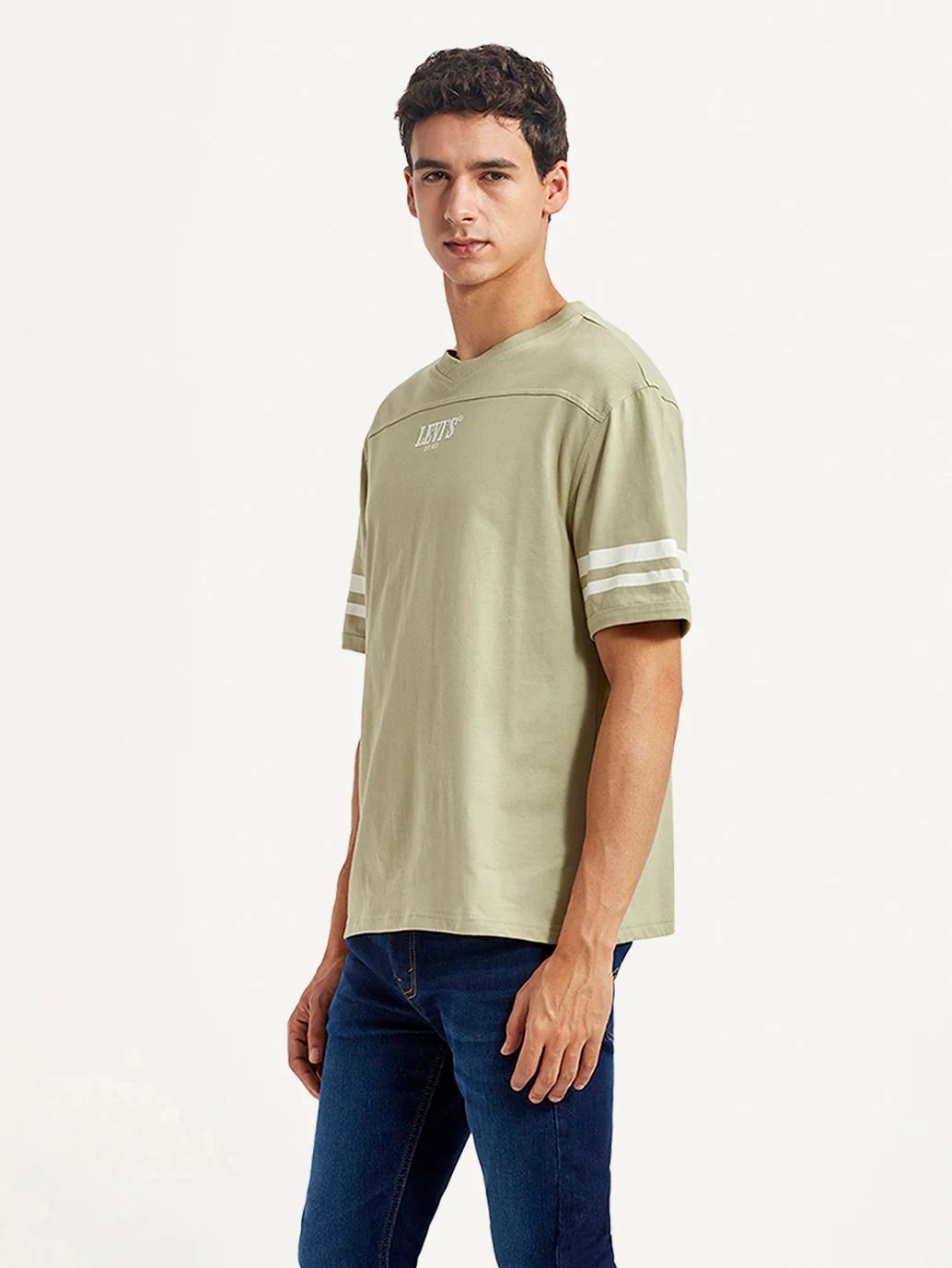 Men's Graphic Print Light Green Loose Fit T-shirt - Image 4