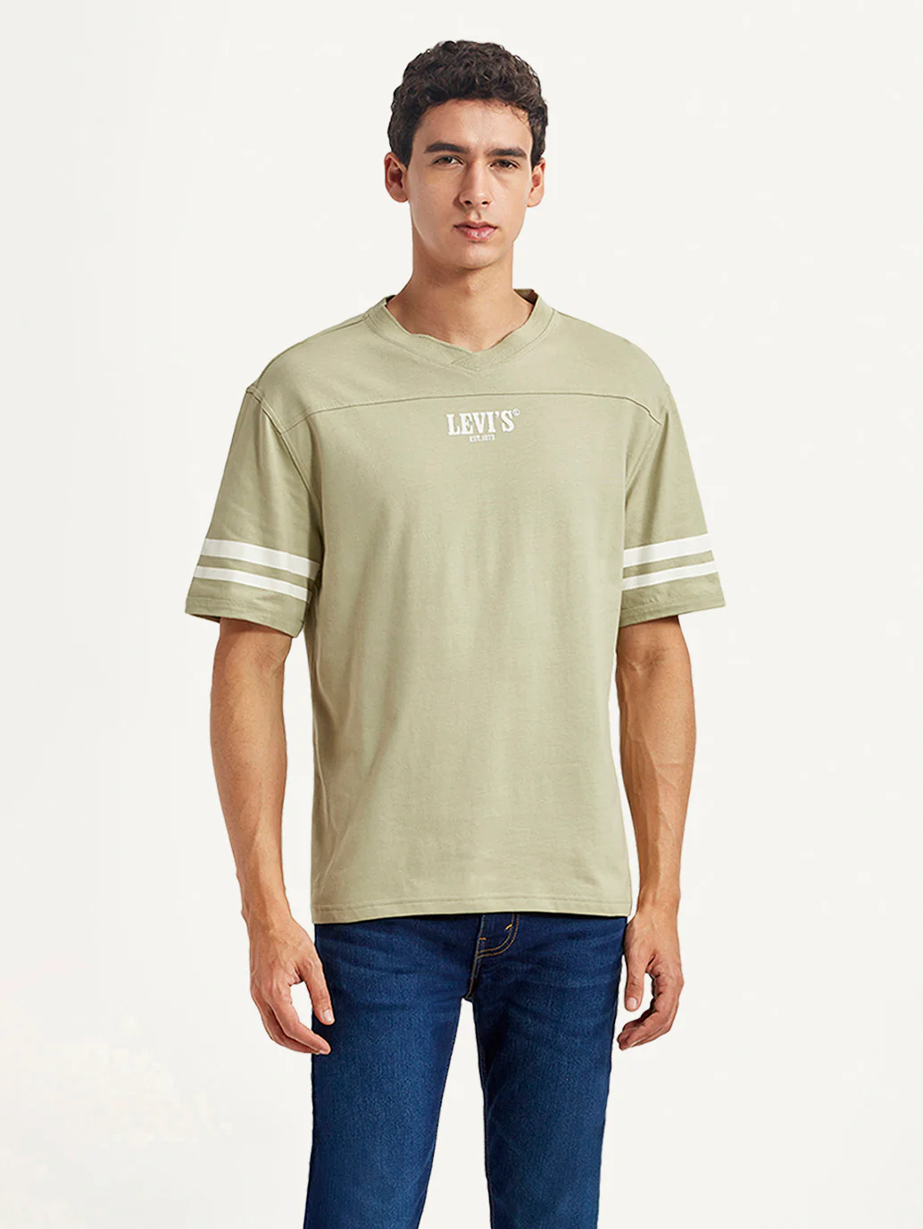 Men's Graphic Print Light Green Loose Fit T-shirt - Image 5