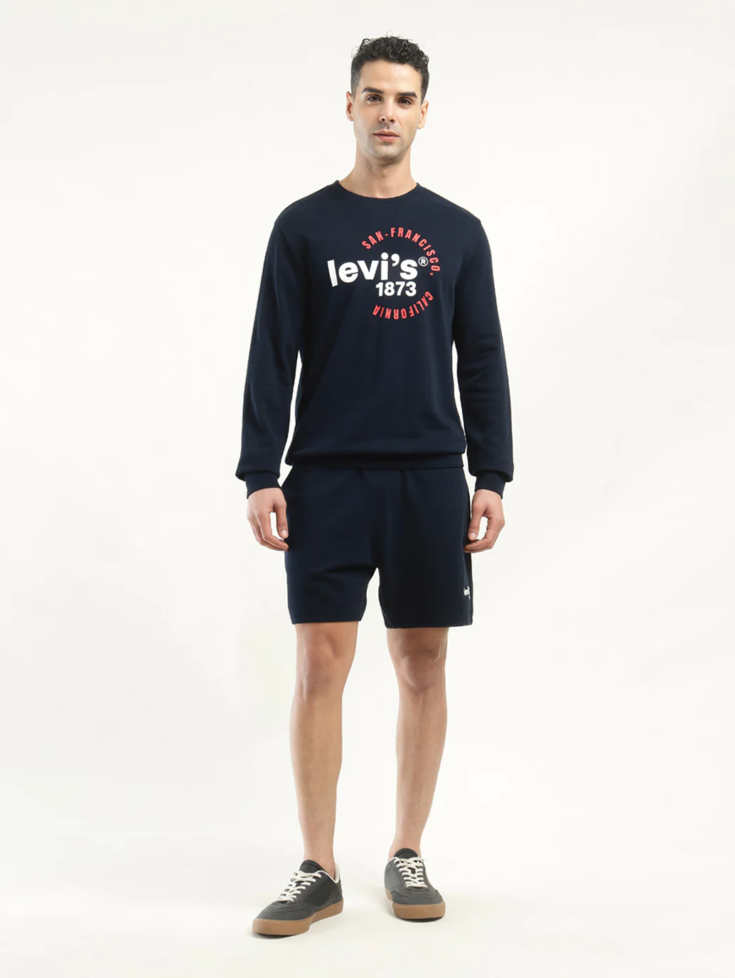 Men's Graphic Print Navy Crew Neck Co-ord Set - Image 2