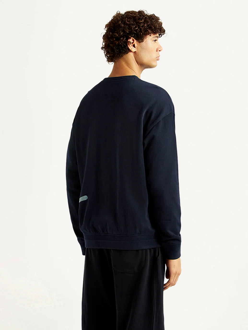 Men's Graphic Print Navy Crew Neck Sweatshirt - Image 2