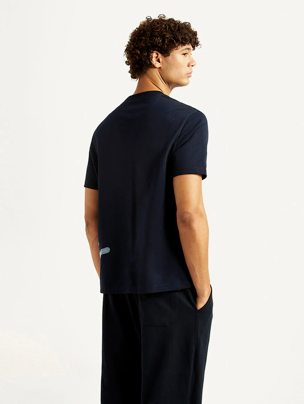 Men's Graphic Print Navy Crew Neck T-shirt - Image 3