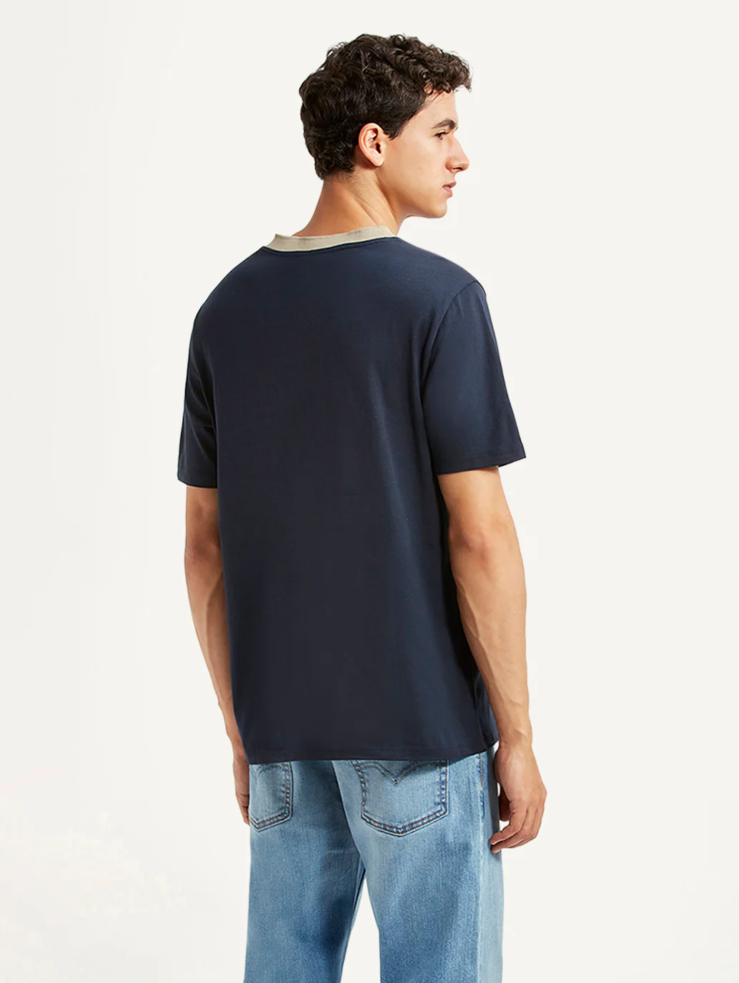 Men's Graphic Print Navy Loose Fit T-shirt - Image 5