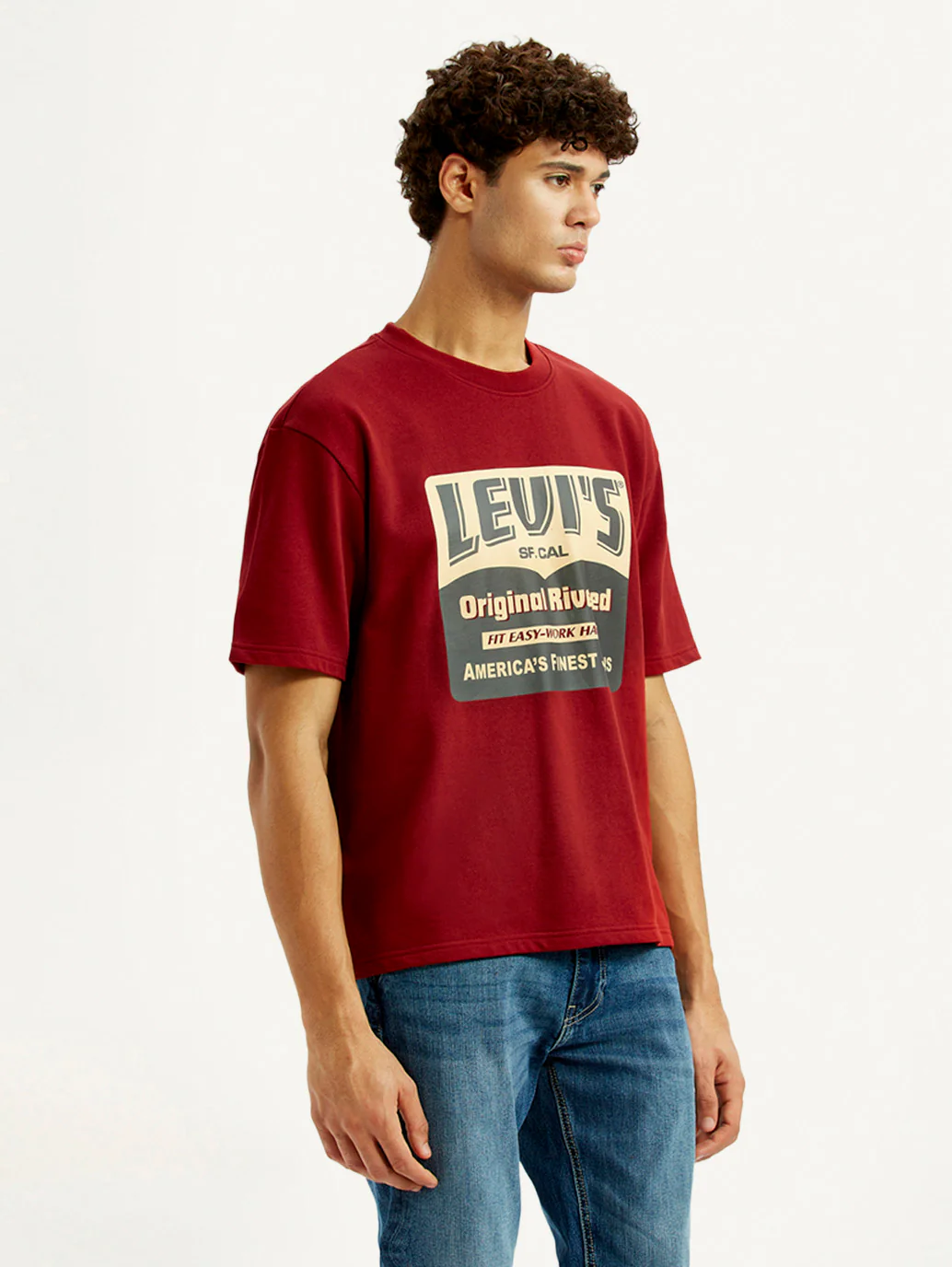 Men's Graphic Print Red Loose Fit T-shirt - Image 5