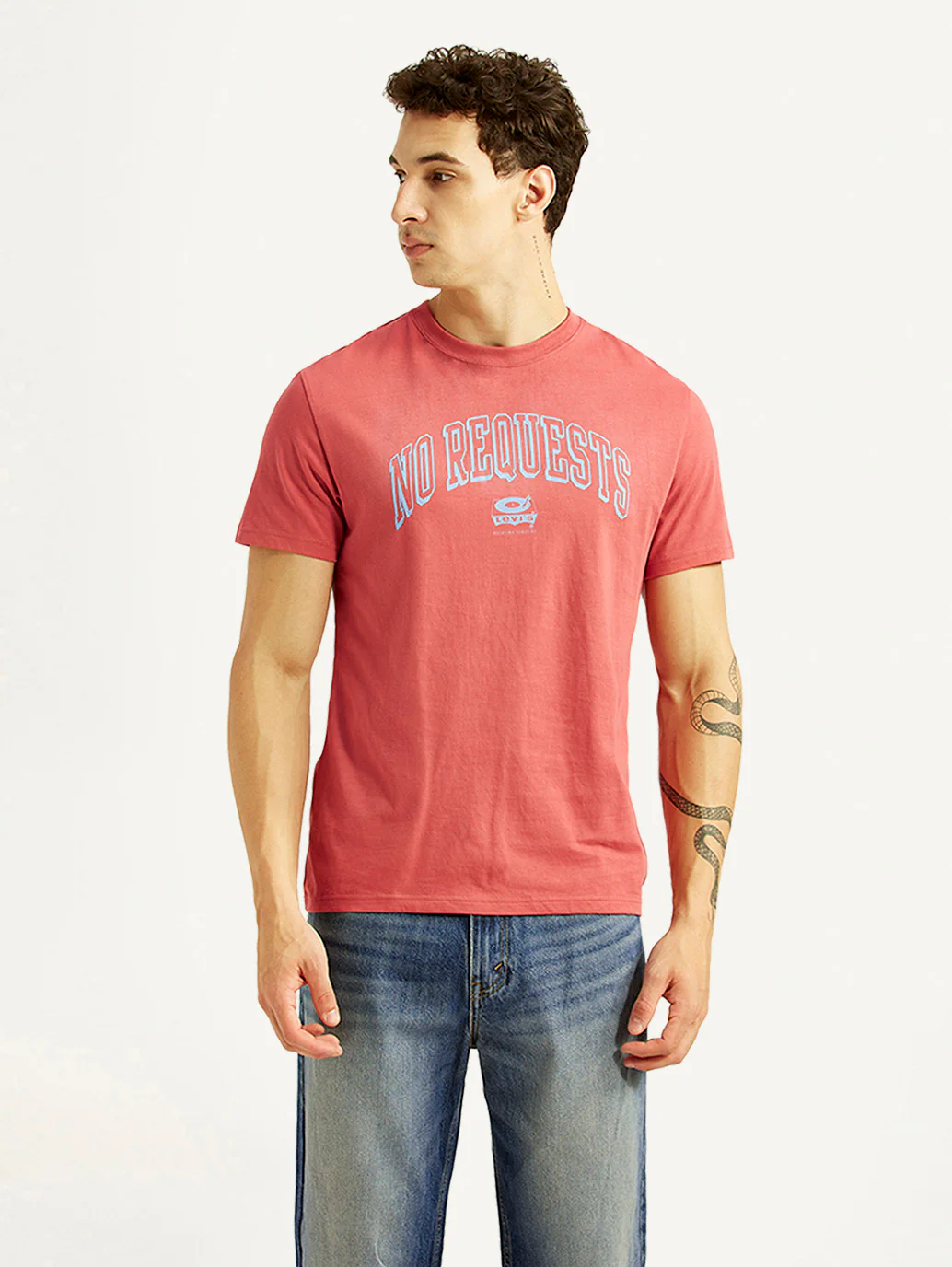 Men's Graphic Print Red Slim Fit T-shirt - Image 3