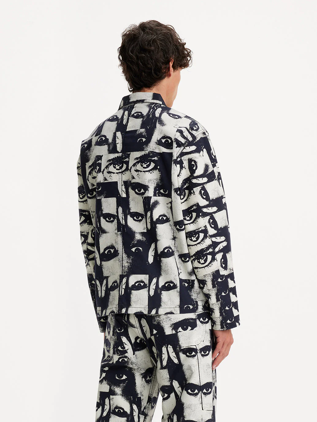 Men's Graphic Print Silver Spread Collar Jackets - Image 3