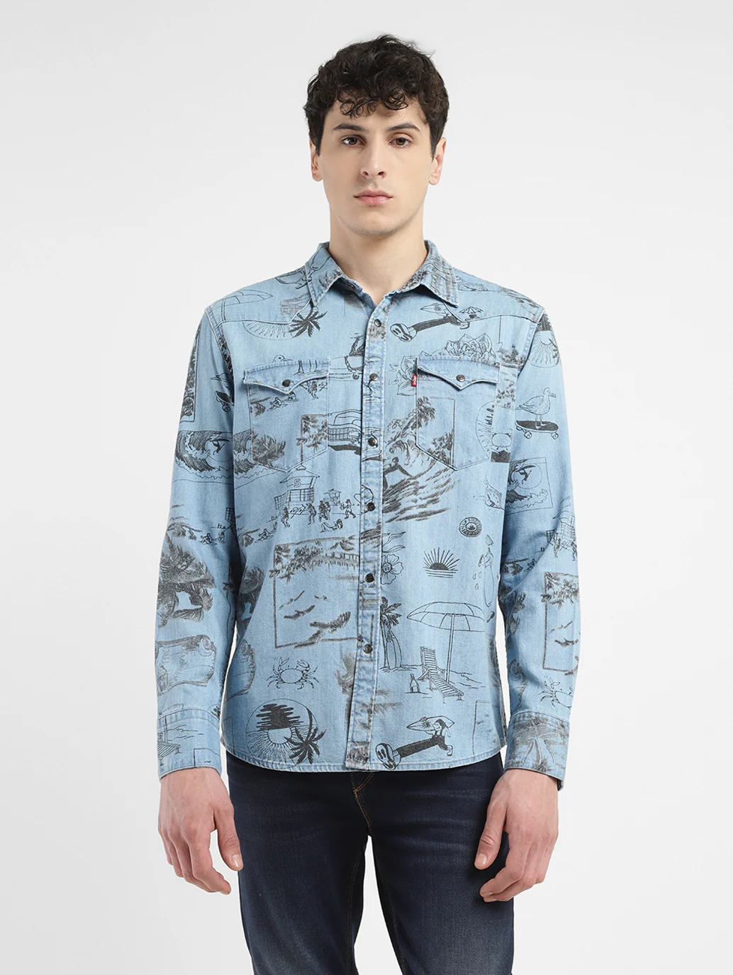 Men's Graphic Print Slim Fit Shirt - Image 2