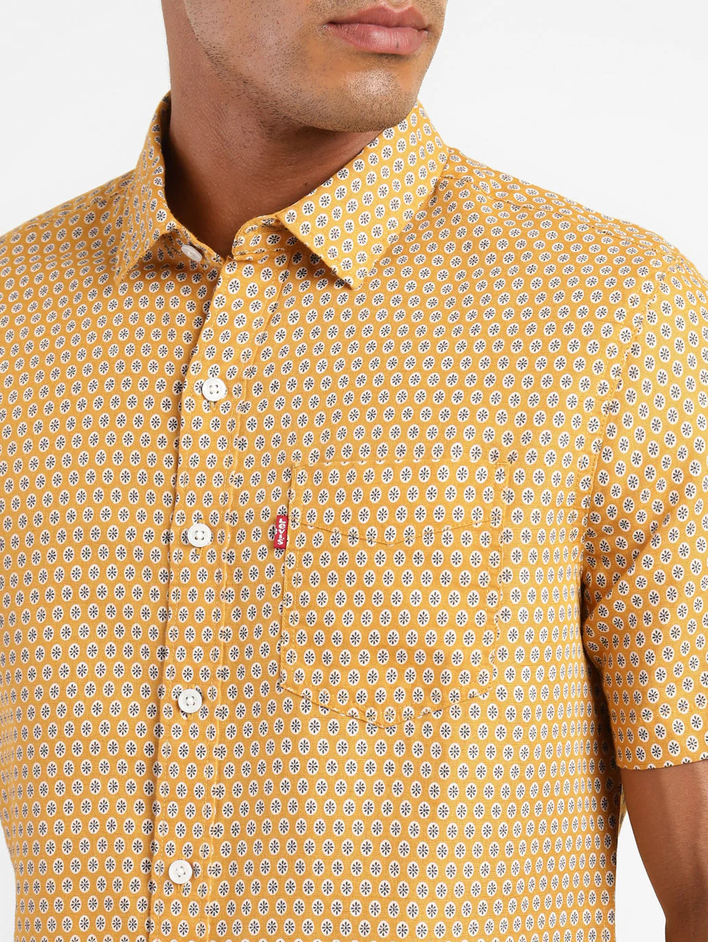 Men's Geometric Print Slim Fit Linen Shirt - Image 6