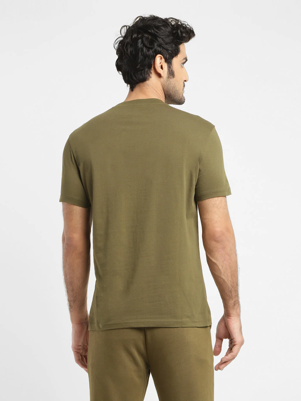 Men's Graphic Print Slim Fit T-shirt Olive - Image 3