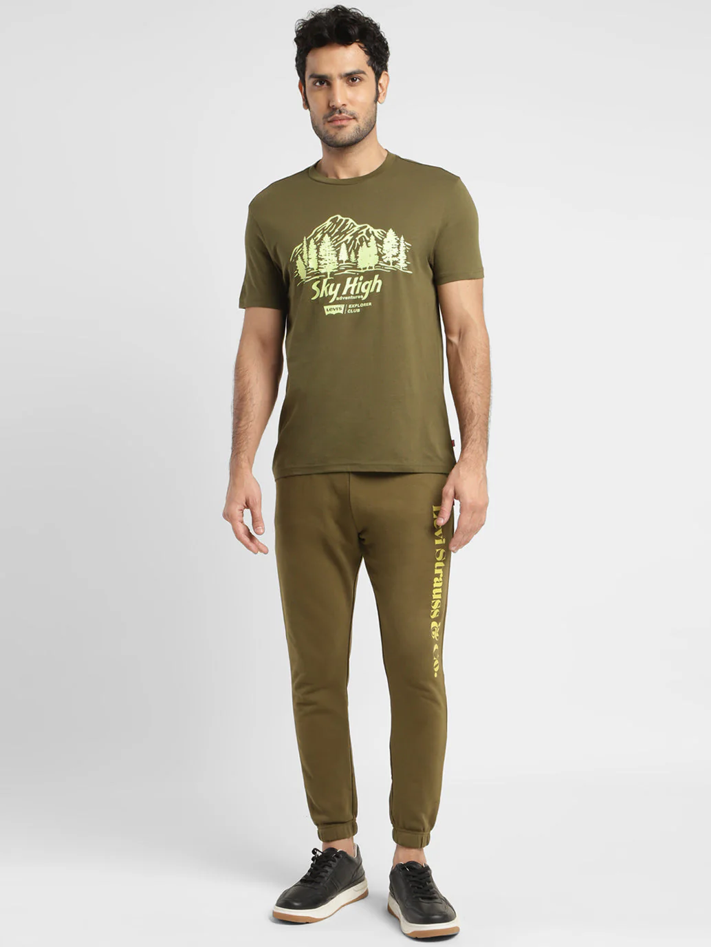 Men's Graphic Print Slim Fit T-shirt Olive - Image 6