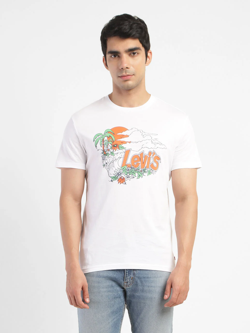Men's Graphic Print Slim Fit T-shirt White - Image 2