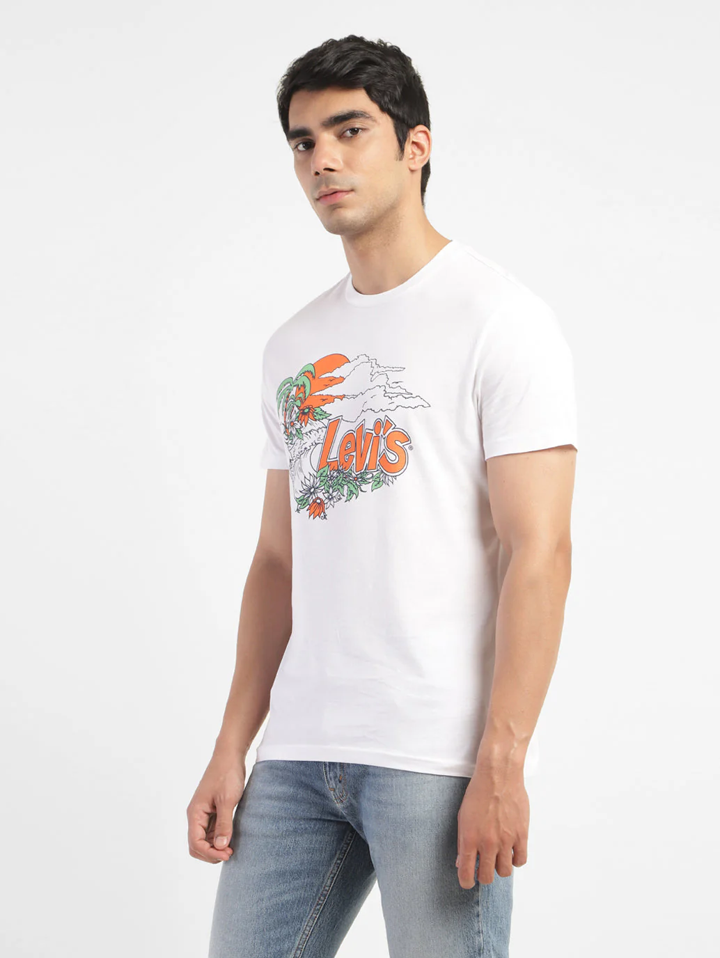 Men's Graphic Print Slim Fit T-shirt White - Image 4