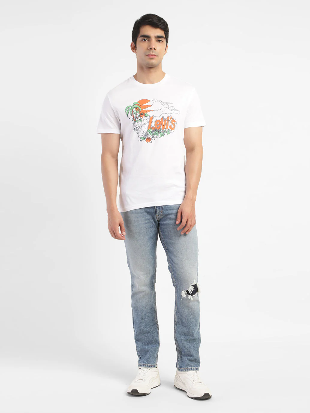 Men's Graphic Print Slim Fit T-shirt White - Image 5
