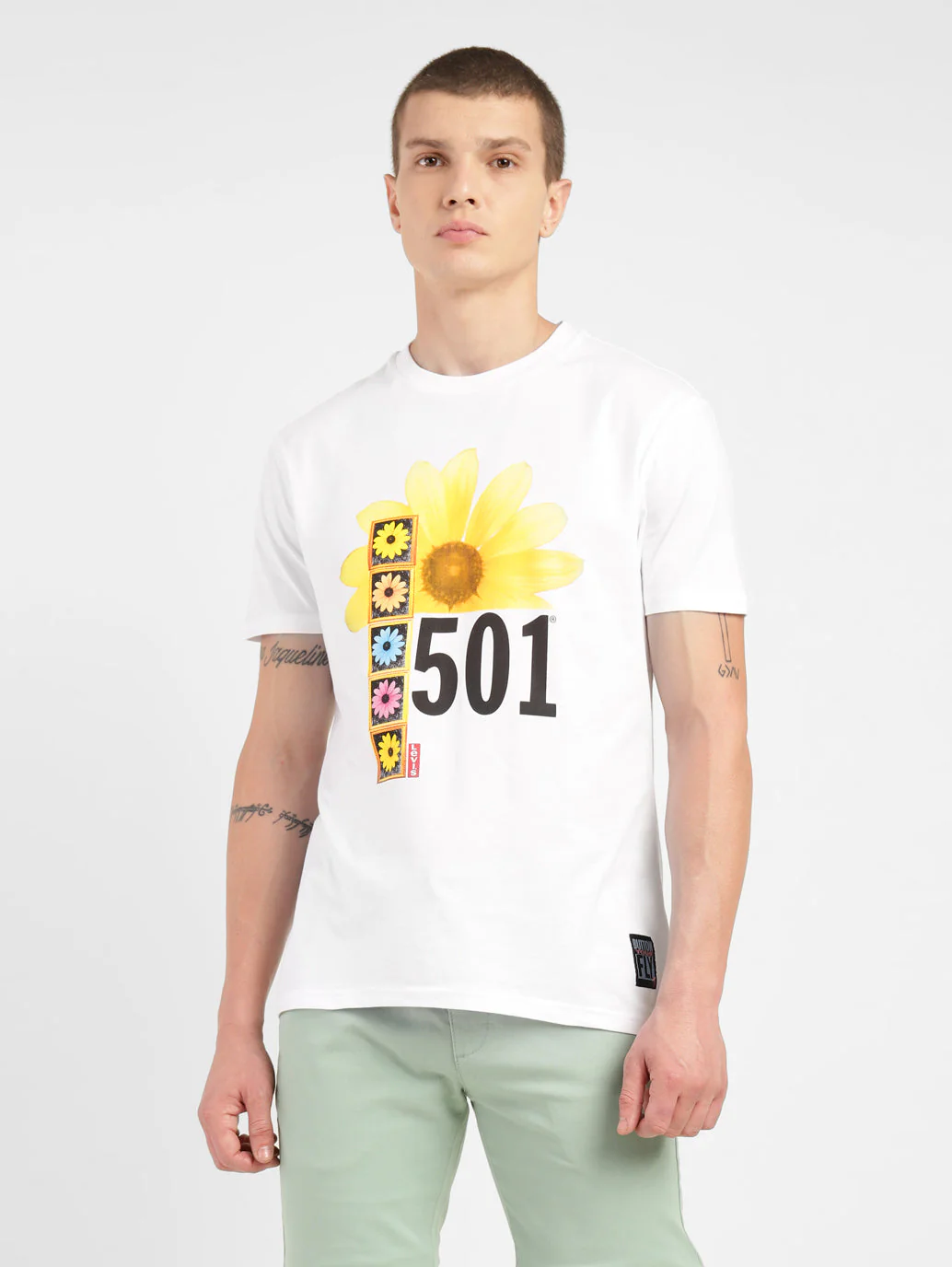 Men's Graphic Print Slim Fit T-shirt White