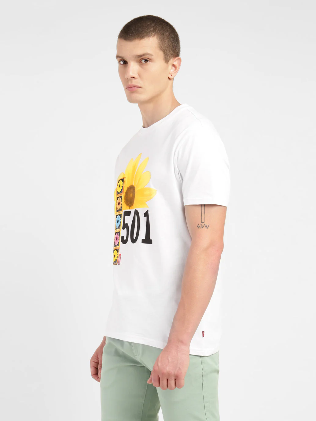 Men's Graphic Print Slim Fit T-shirt White - Image 4