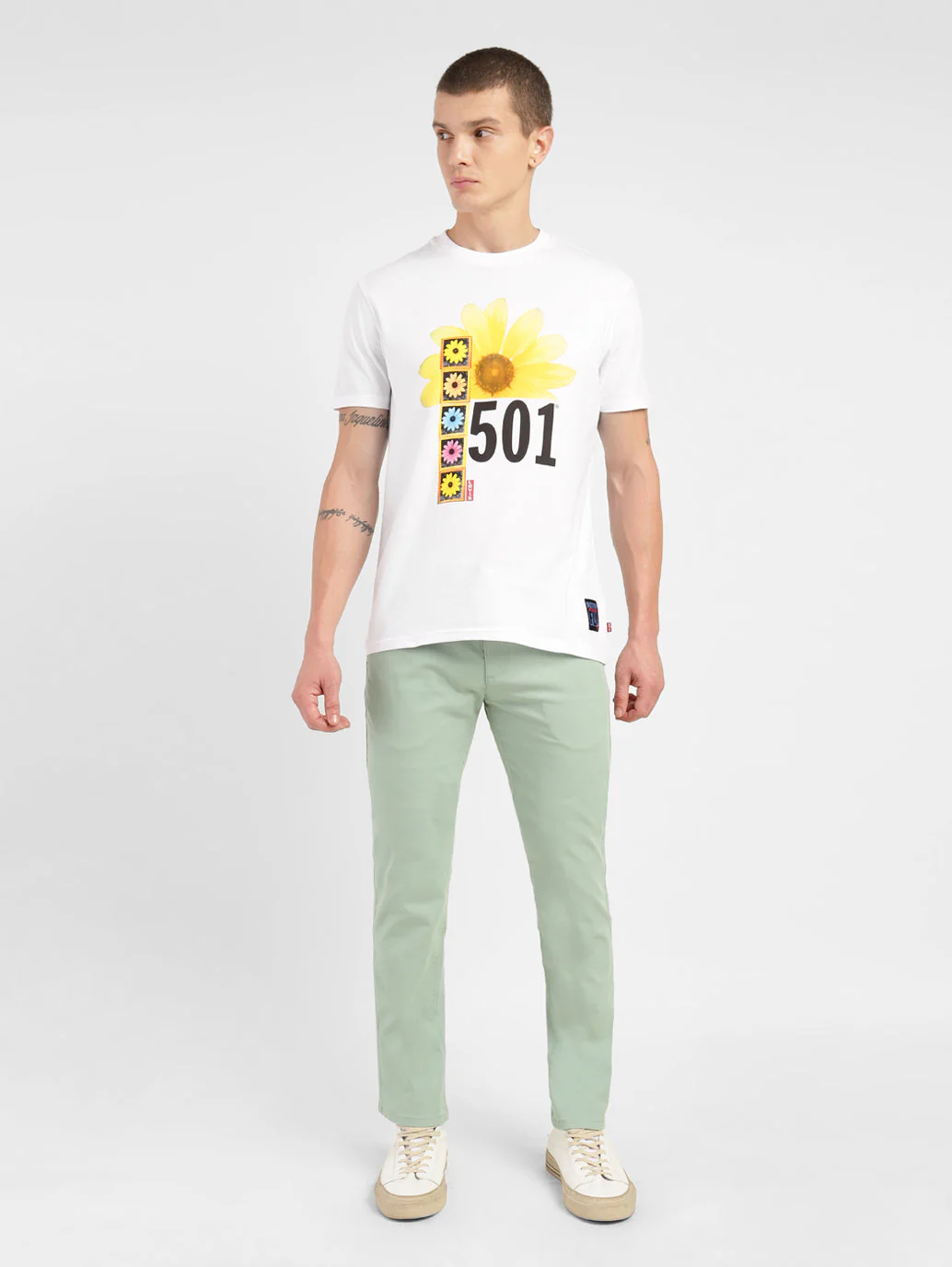 Men's Graphic Print Slim Fit T-shirt White - Image 6