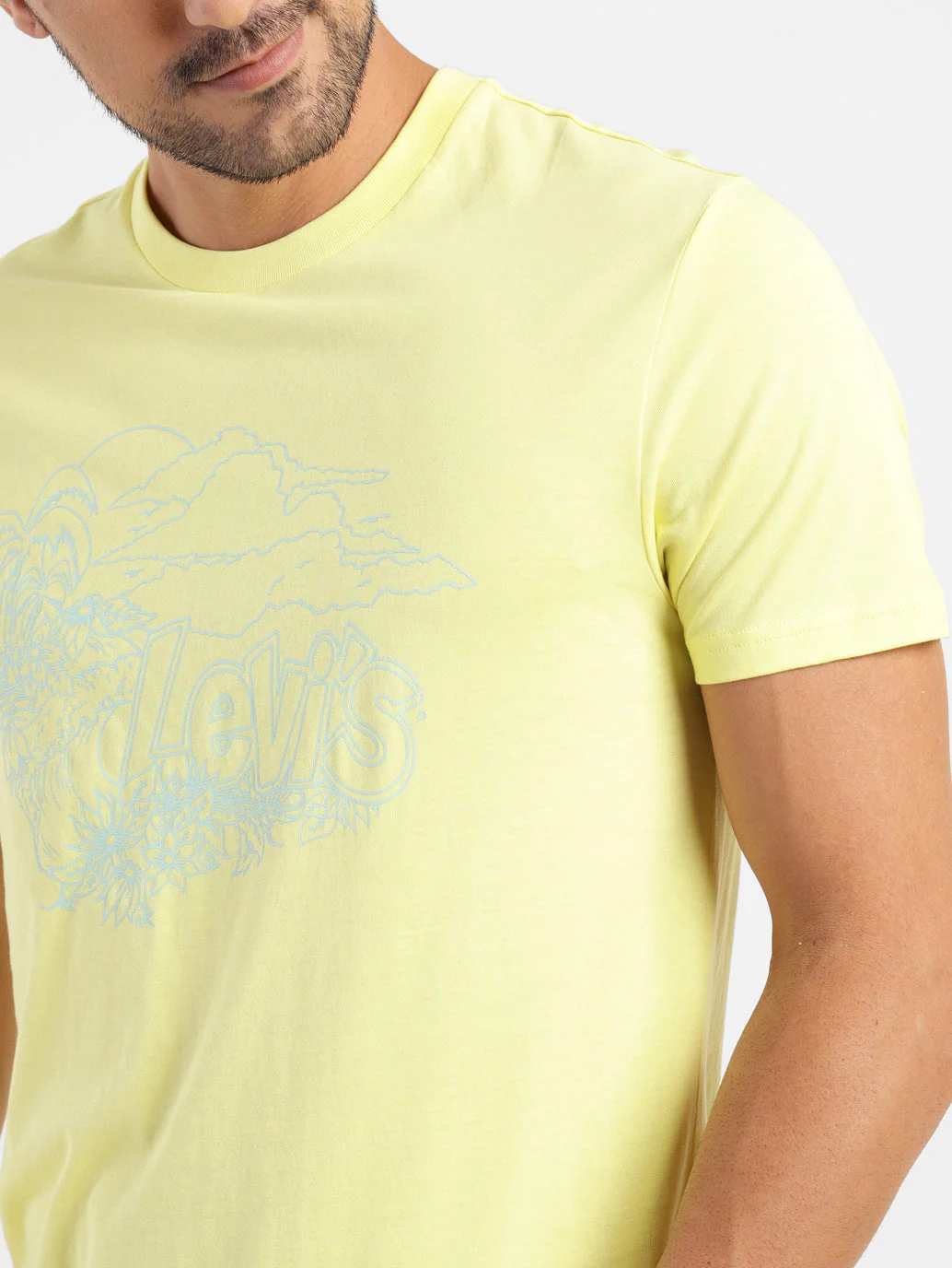 Men's Graphic Print Slim Fit T-shirt Yellow - Image 5