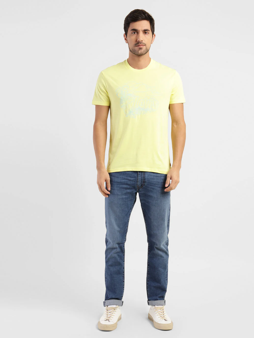 Men's Graphic Print Slim Fit T-shirt Yellow - Image 6