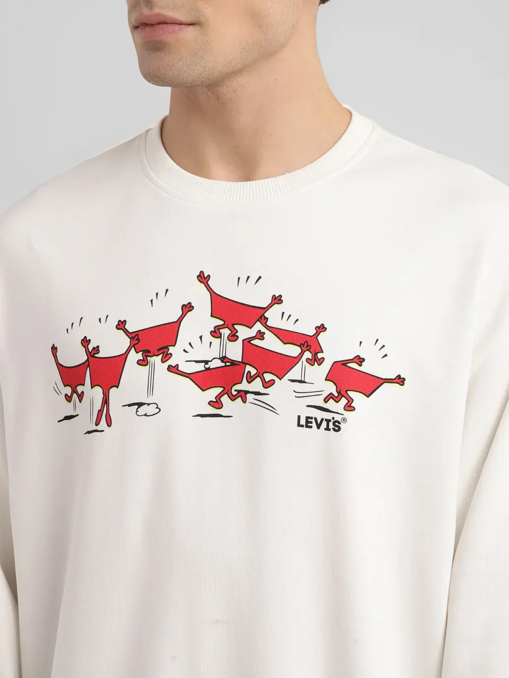 Men's Graphic White Crew Neck Sweatshirt - Image 5
