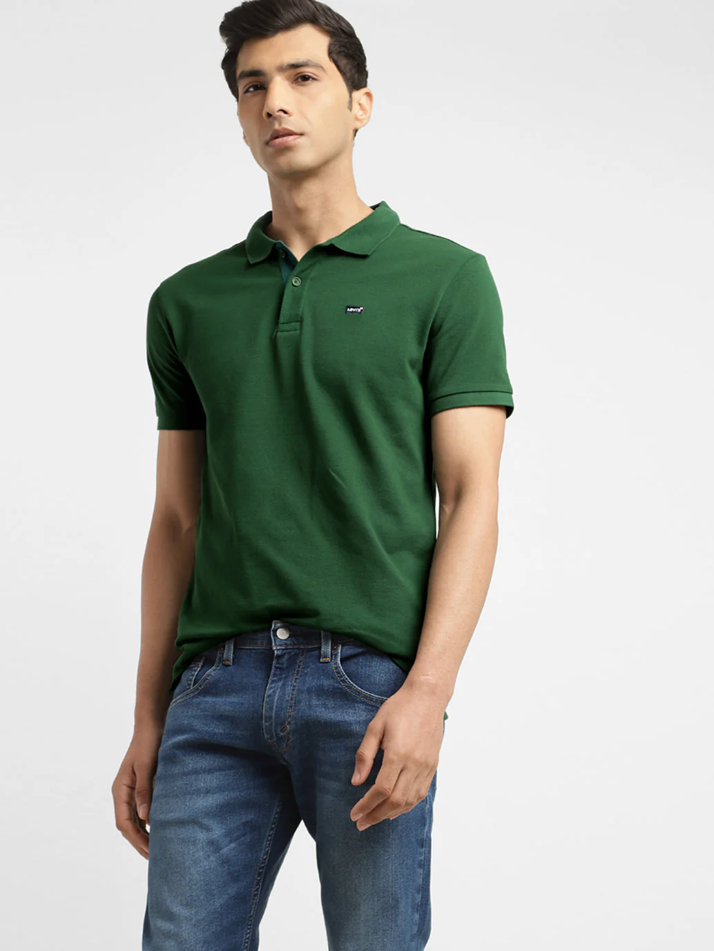 Men's Green Polo Collar T-Shirt