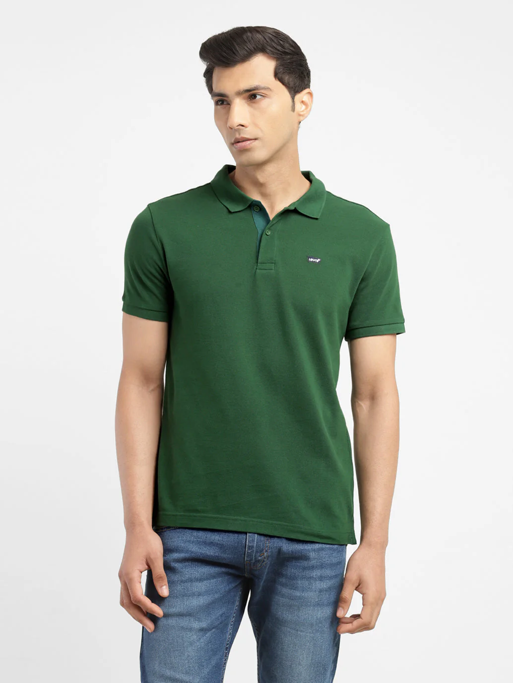 Men's Green Polo Collar T-Shirt - Image 2