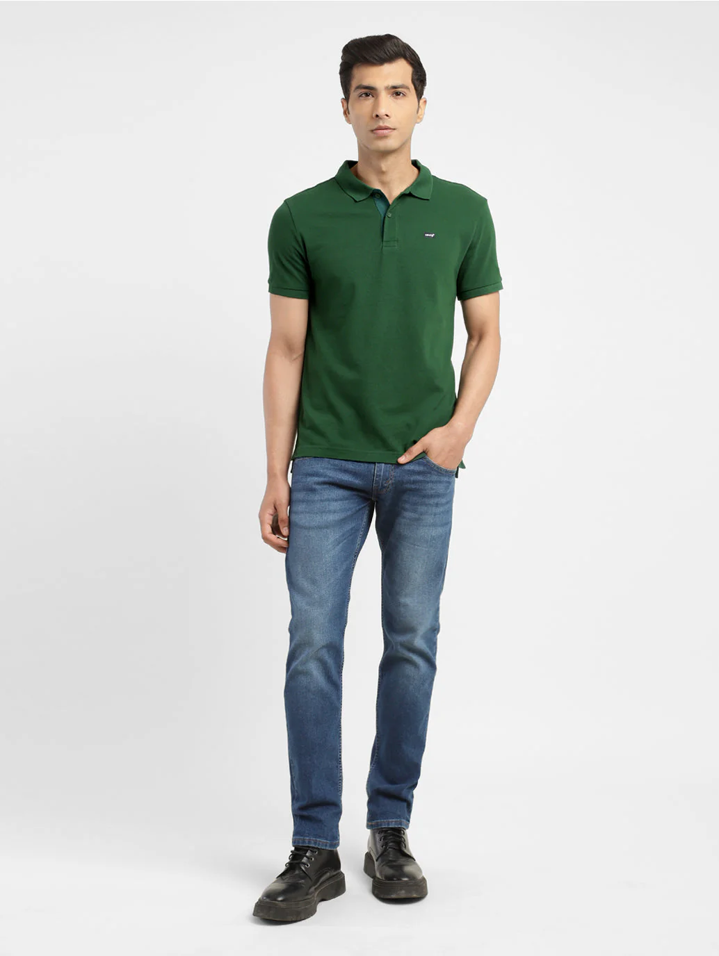 Men's Green Polo Collar T-Shirt - Image 5