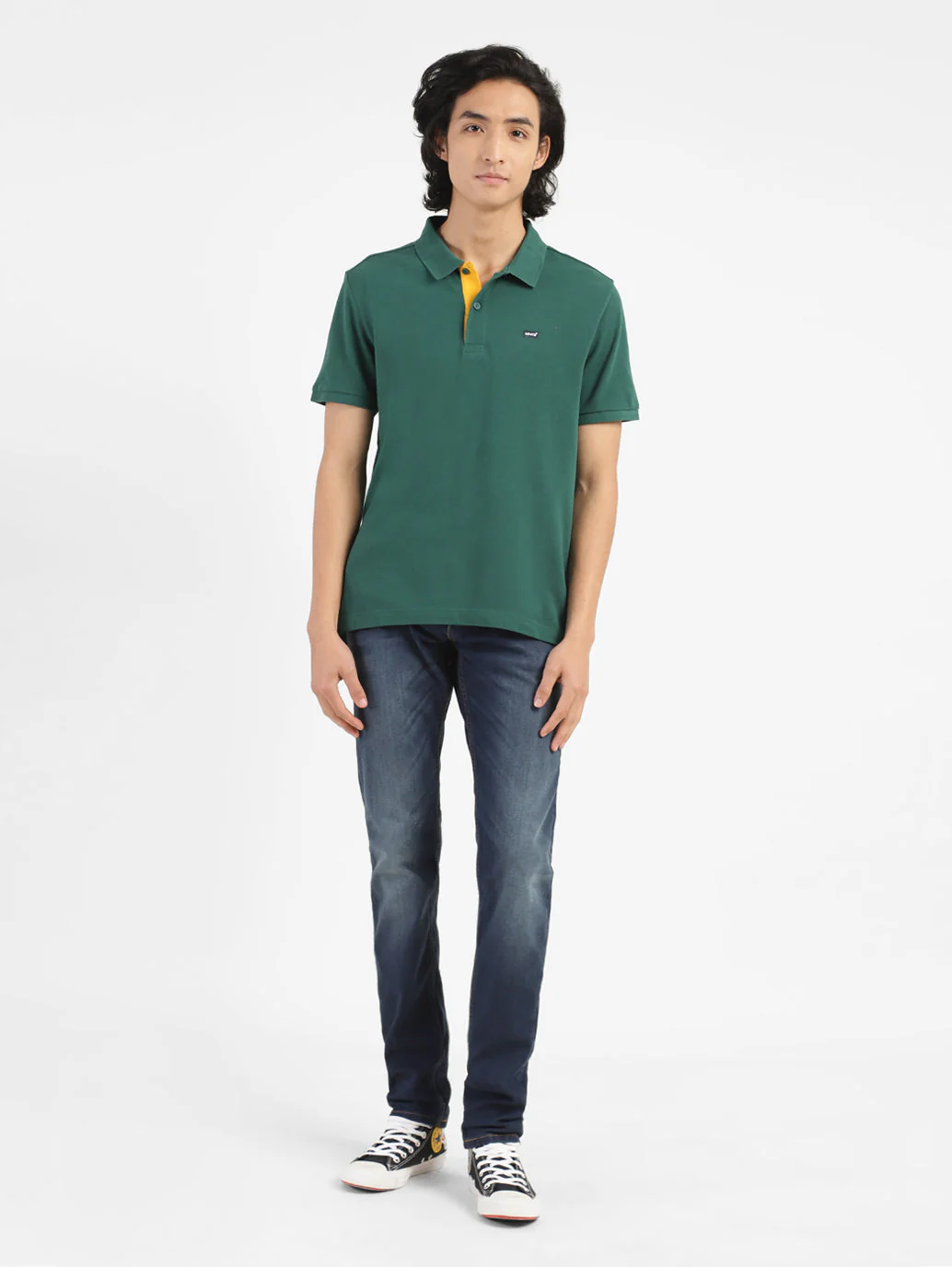 Men's Green Polo Collar T-Shirt