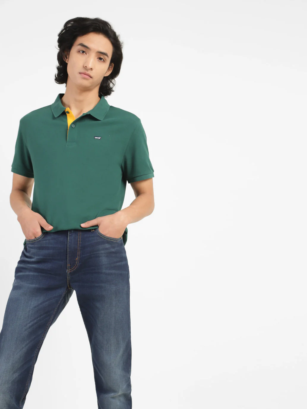 Men's Green Polo Collar T-Shirt - Image 2