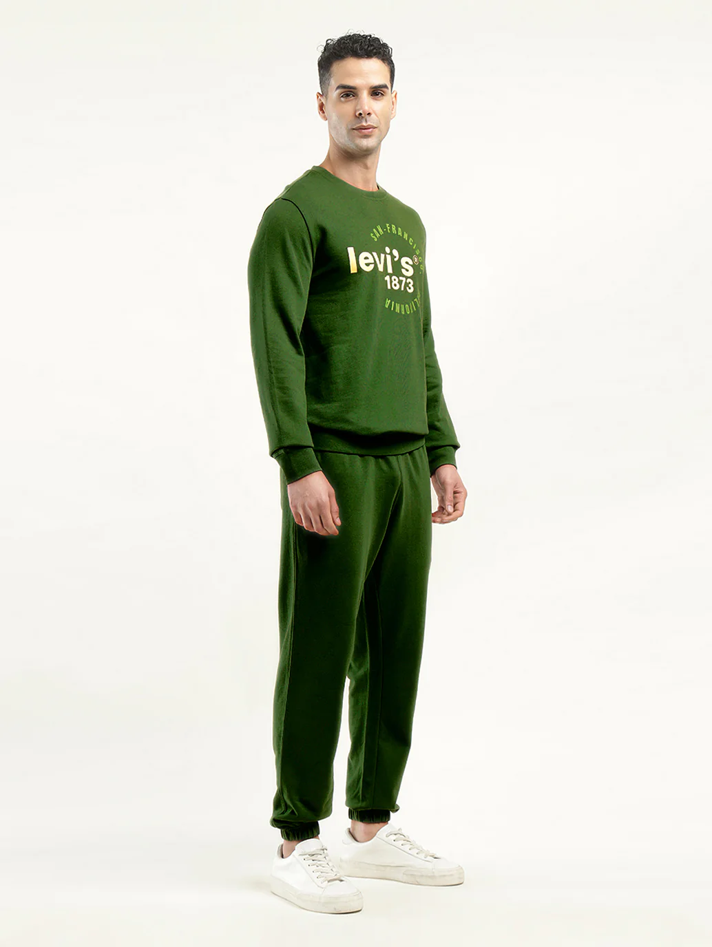 Men's Green Regular Fit Trousers - Image 2