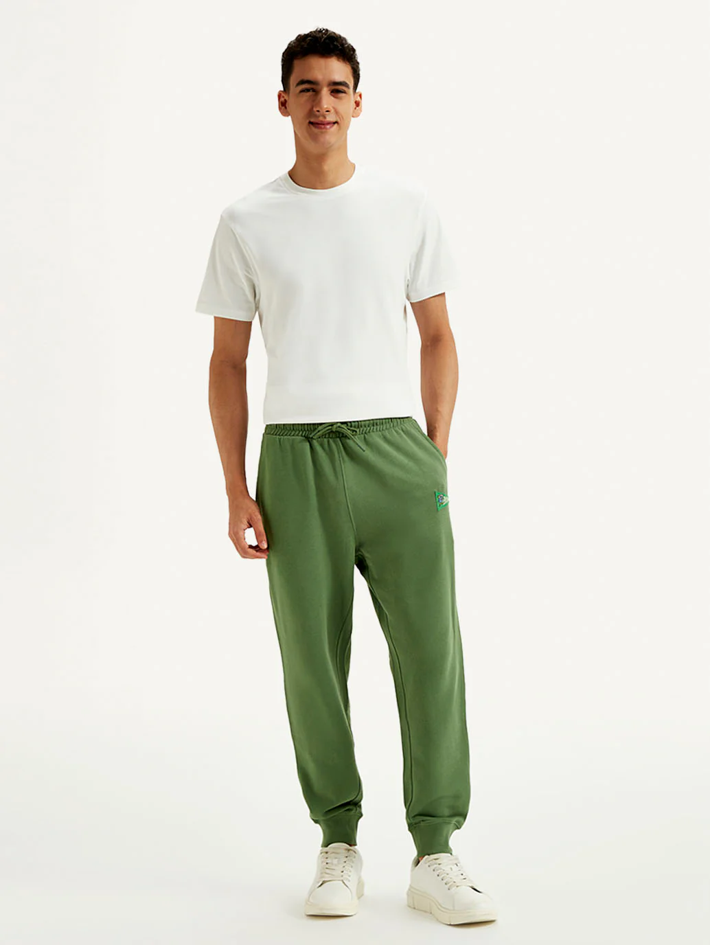 Men's Green Solid Utility Joggers - Image 2