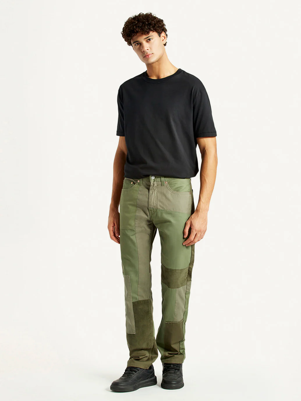 Men's 505 Green Patchwork Straight Fit Chinos - Image 2