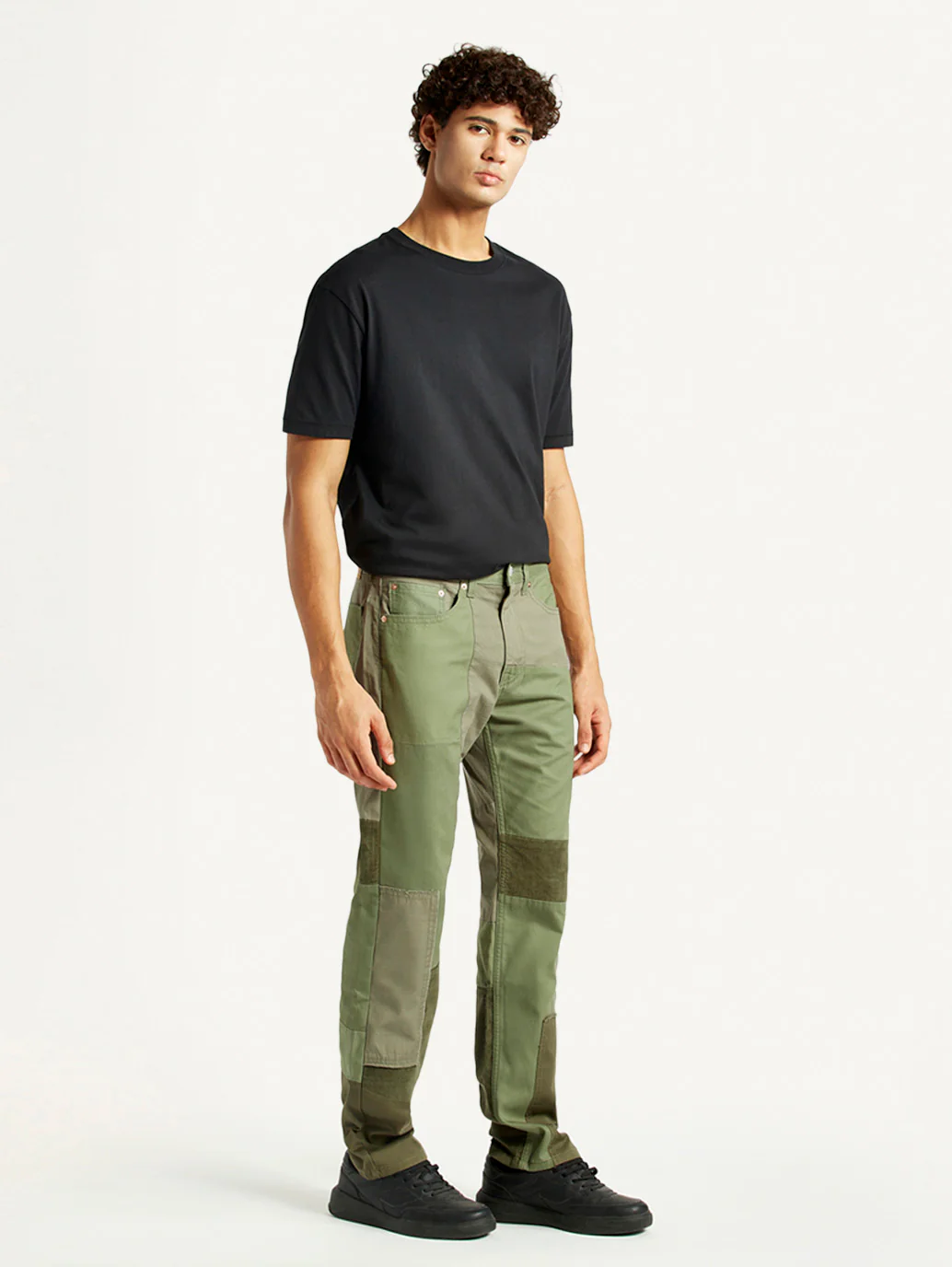 Men's 505 Green Patchwork Straight Fit Chinos - Image 7