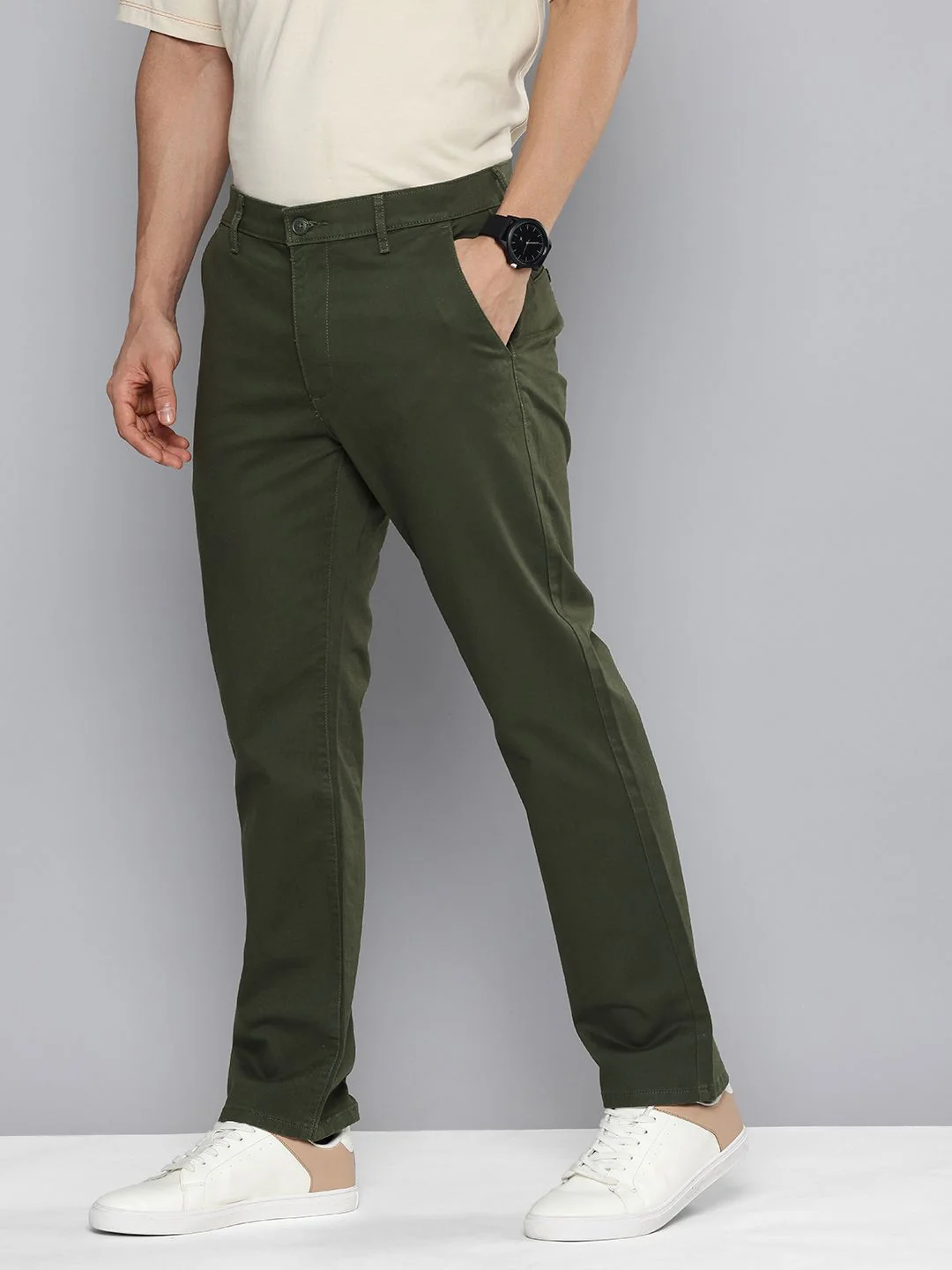 Men's Green Tapered Chinos - Image 2