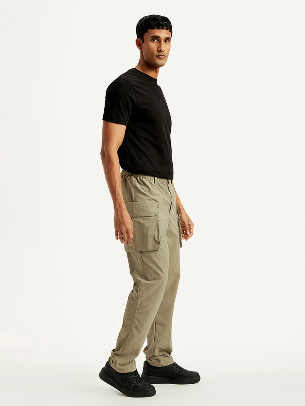Men's Khaki Authentic Straight Fit Cargo Trousers - Image 7