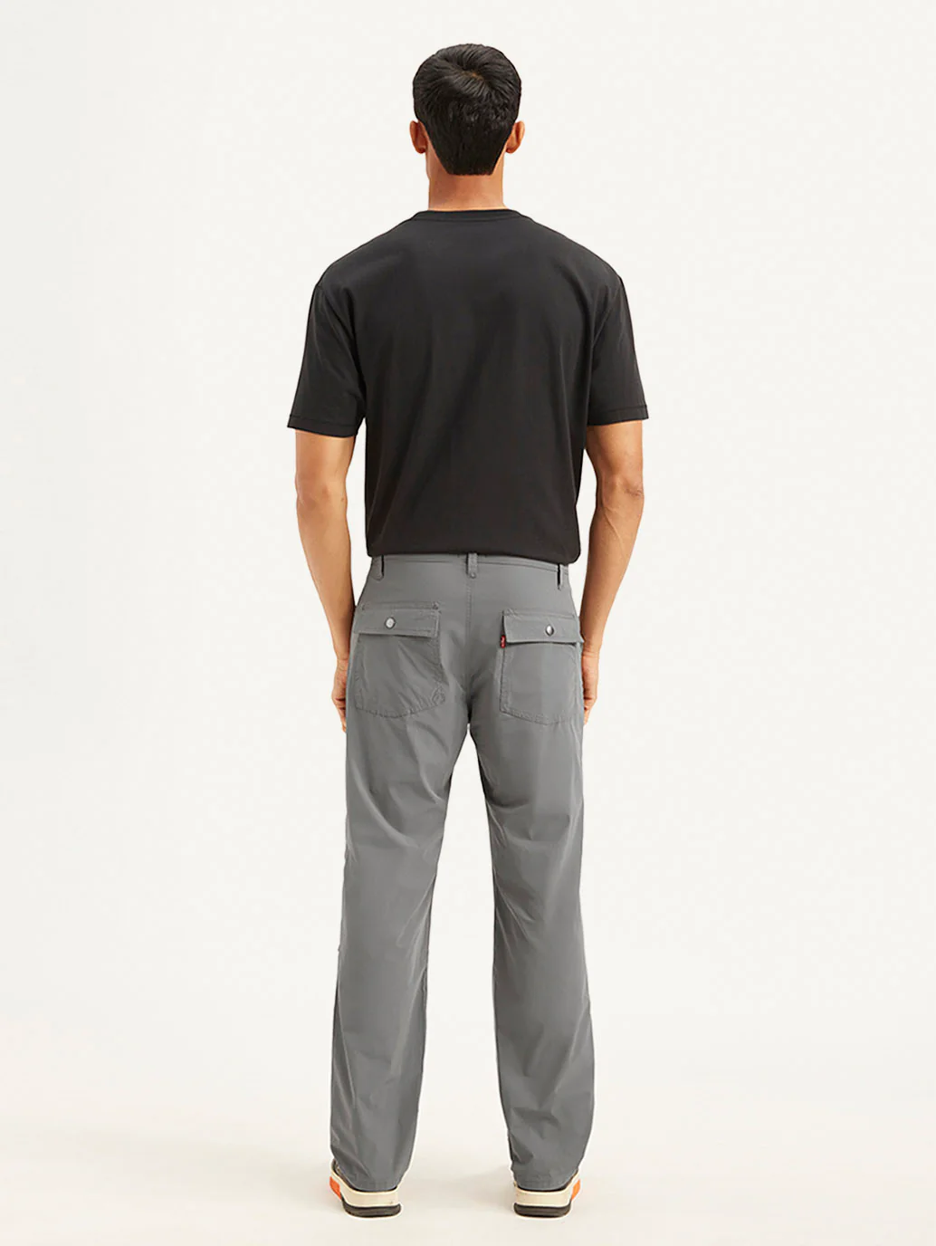 Men's Grey Loose Fit Chino Cargos - Image 3