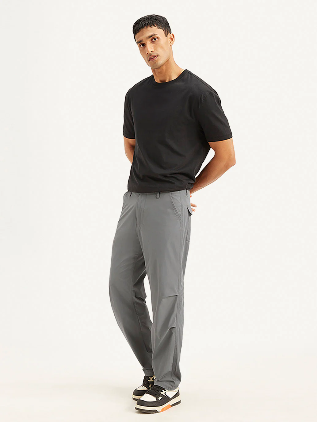 Men's Grey Loose Fit Chino Cargos - Image 5