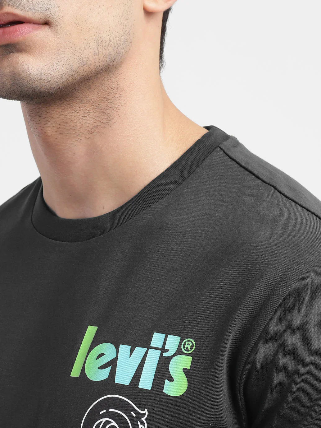 Men's Grey Printed Crew Neck T Shirt - Image 5