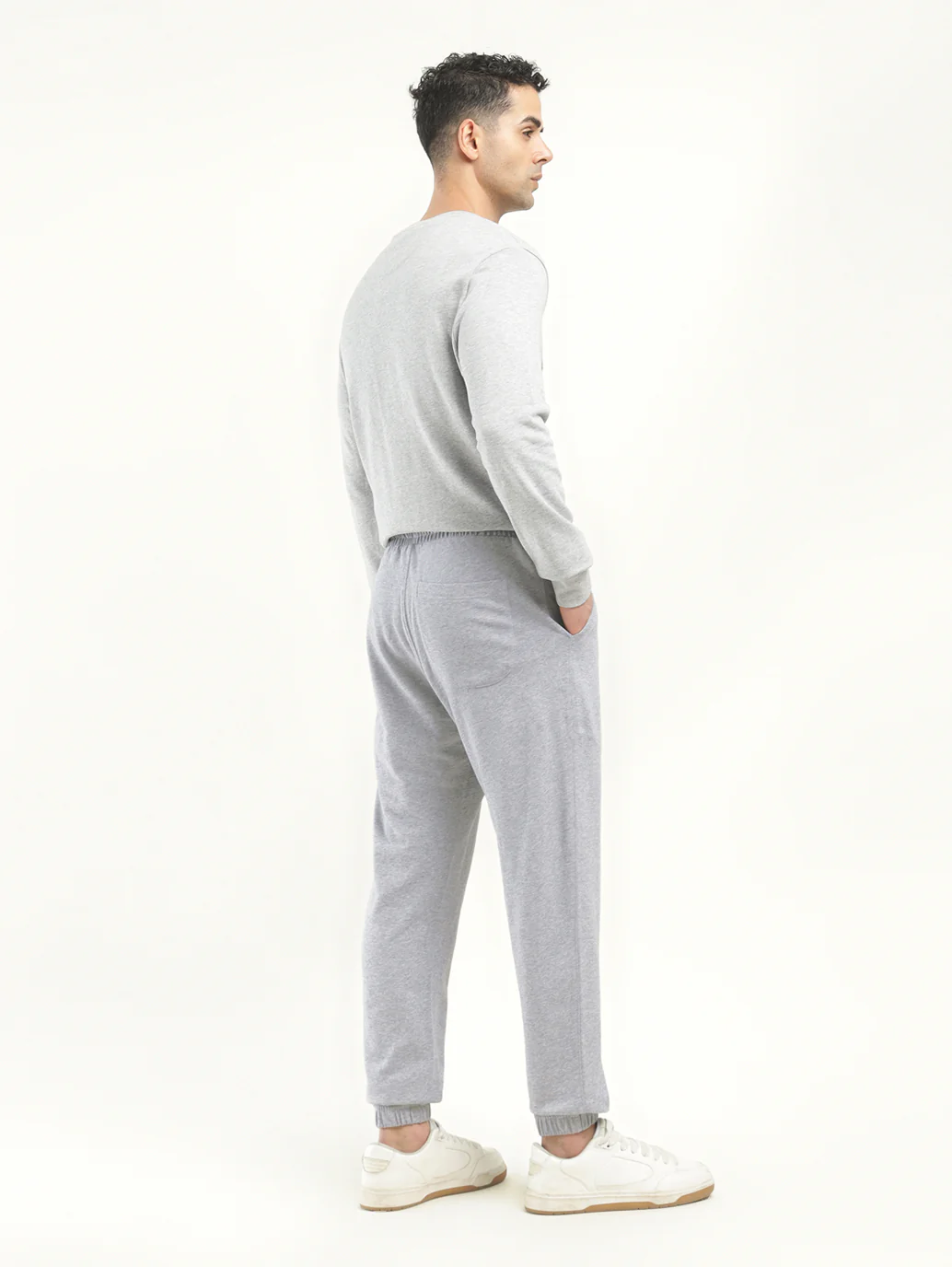Men's Grey Regular Fit Joggers - Image 3