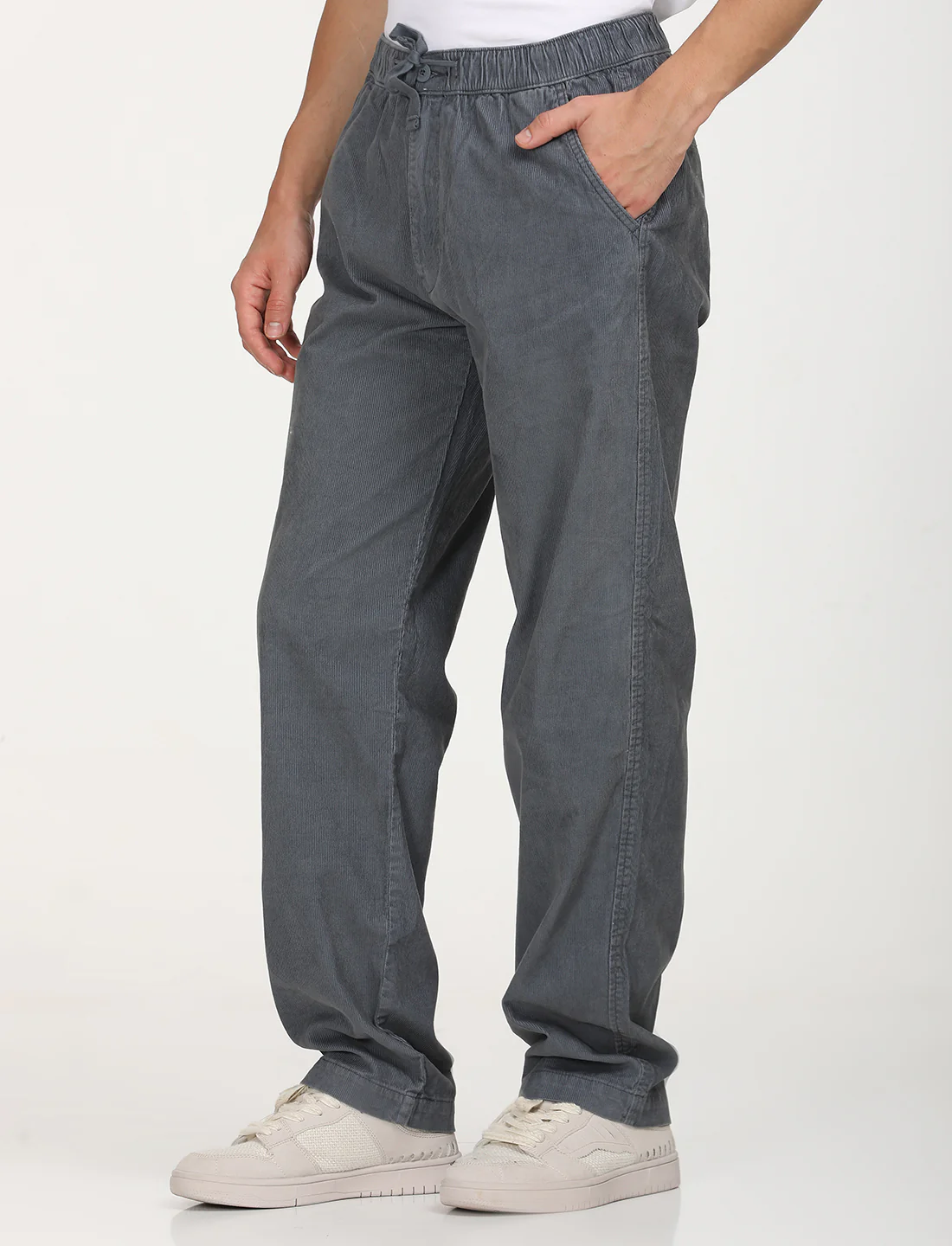Men's Grey Regular Fit Joggers - Image 2