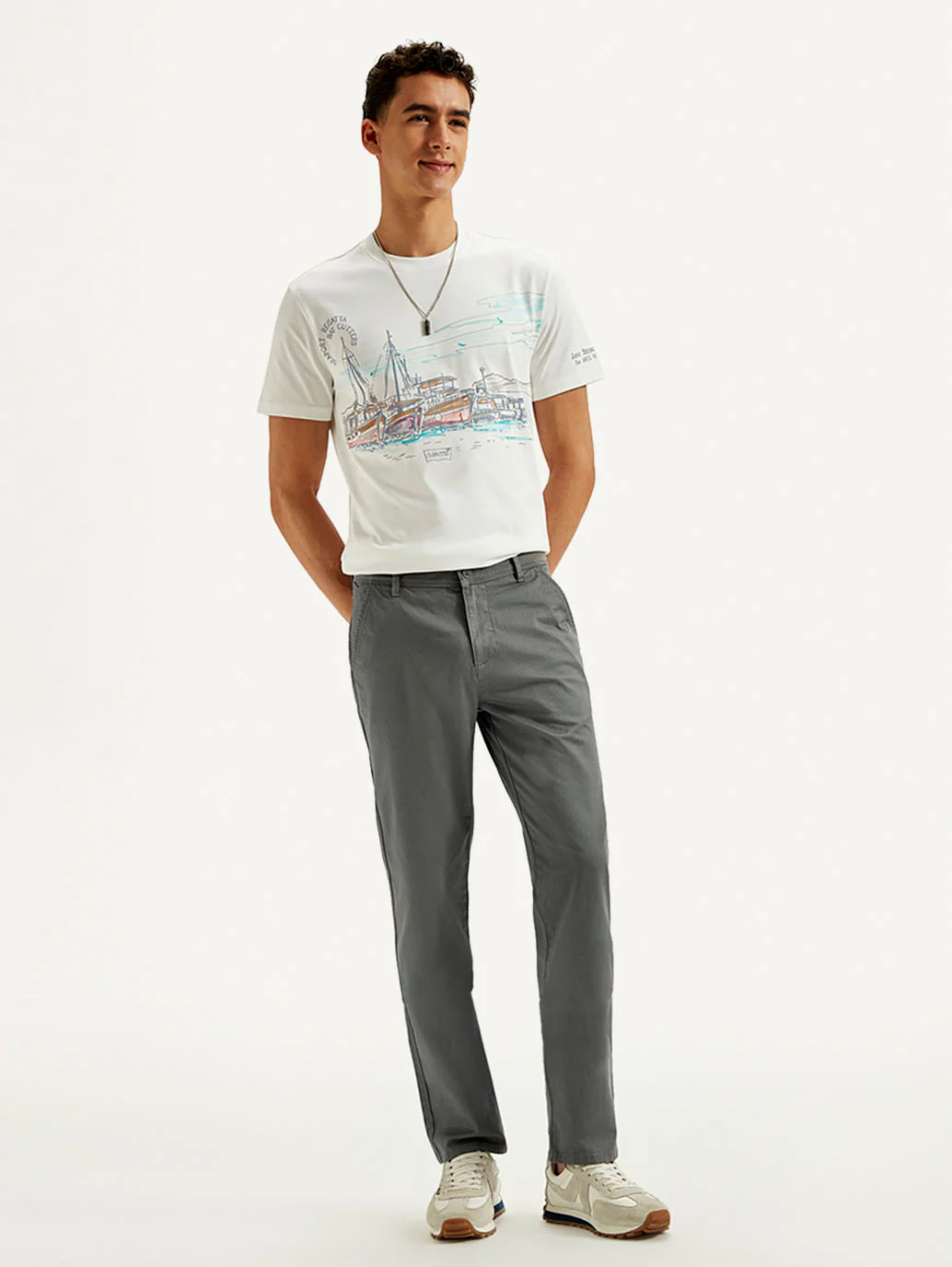 Men's Grey Authentic Straight Fit Chino Pants