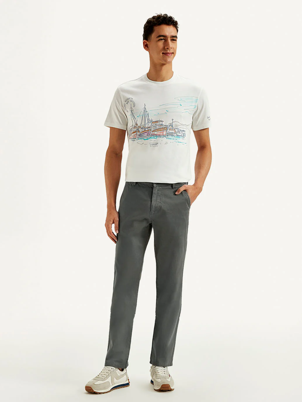Men's Grey Authentic Straight Fit Chino Pants - Image 2