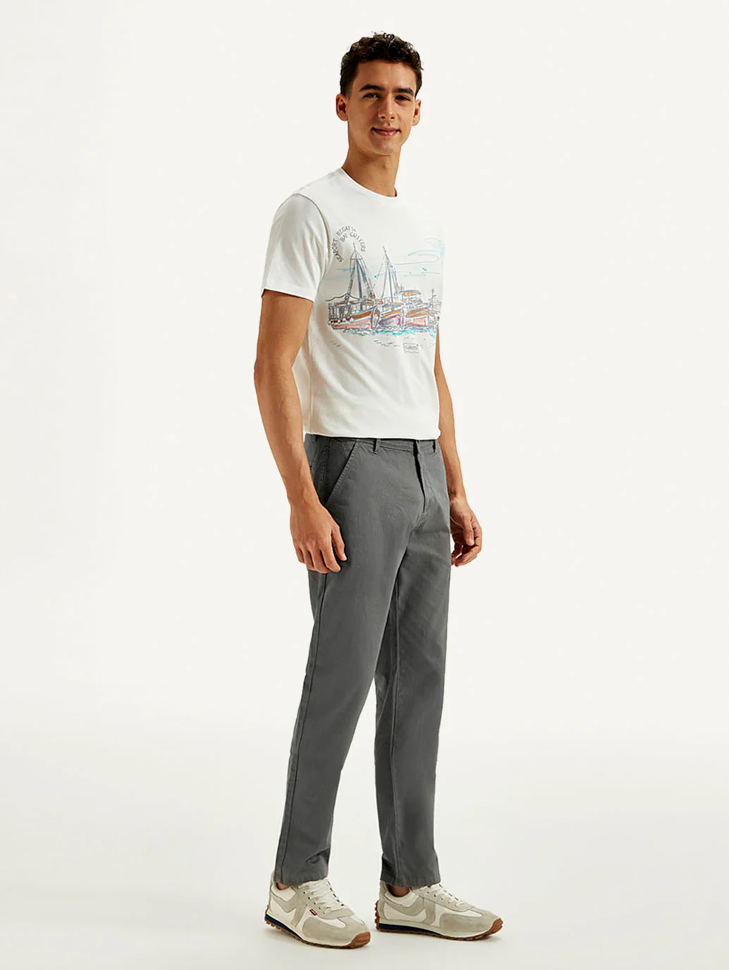 Men's Grey Authentic Straight Fit Chino Pants - Image 5
