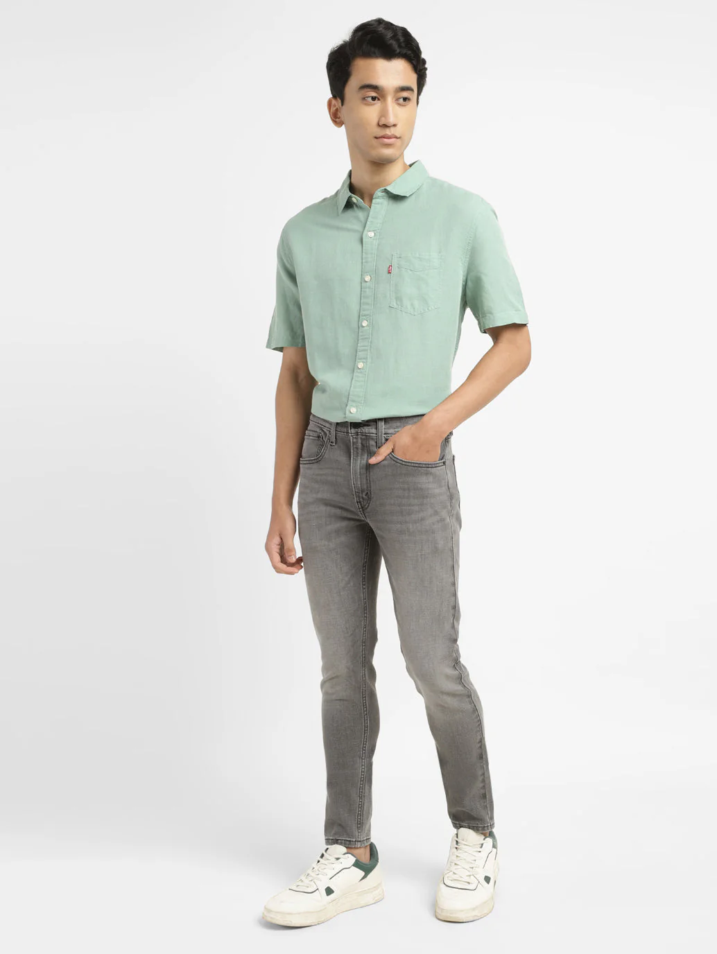 Men's Grey Skinny Fit Mid Rise Jeans