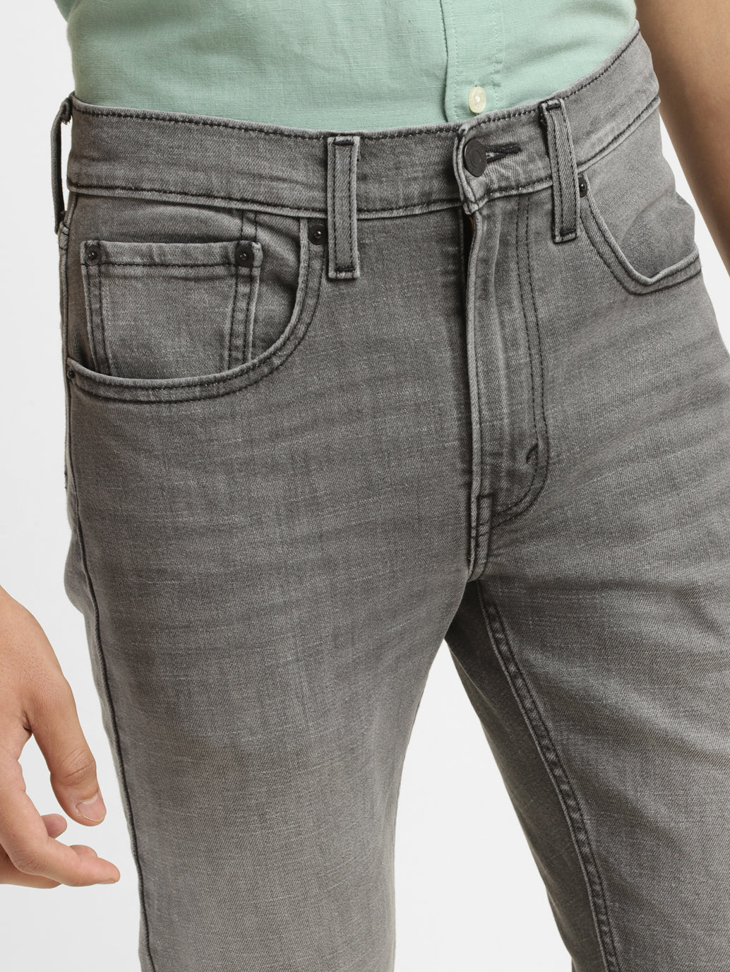 Men's Grey Skinny Fit Mid Rise Jeans - Image 4